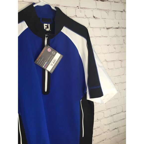 FootJoy FJ Men’s Windshirt Size M Medium short sleeve 1/2 zip pullover WhiteBlue - Picture 7 of 12